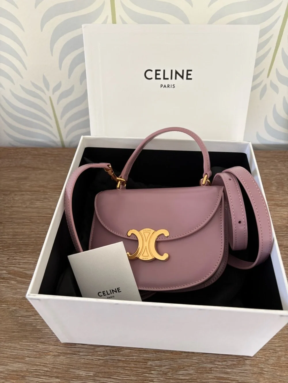 NWT Celine Mini Besace Clea in Shiny Calfskin Leather Dusty Pink - Picture 1 of 6